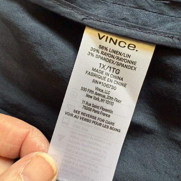 Vince Women's Utility Navy Blue Linen Blend Jacket 1X Preppy CoastalPreppy Prep - Picture 4 of 9